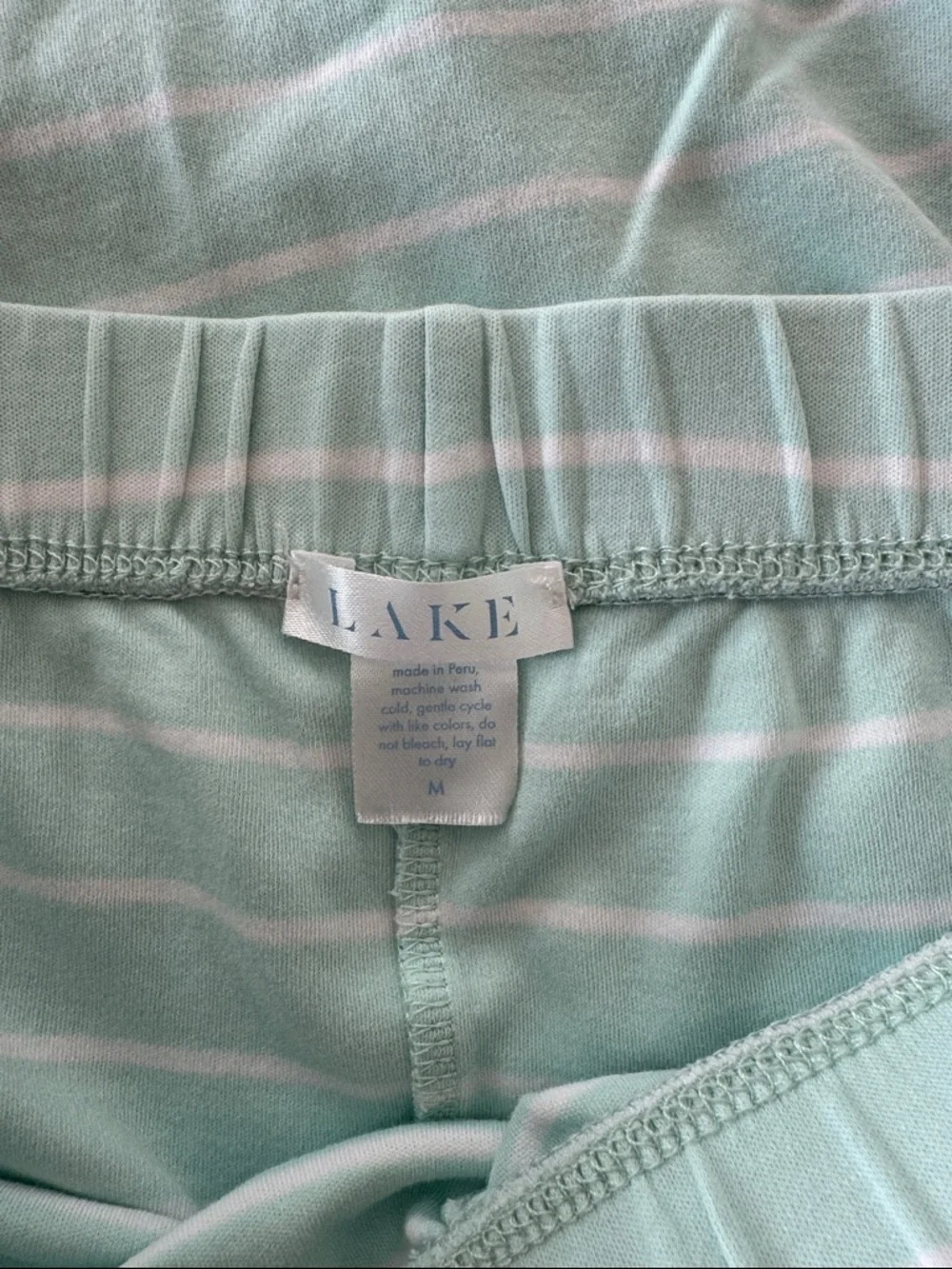 LAKE Mint Green Striped Tank & Short Pajama Set with Pink Trim - Picture 3 of 3